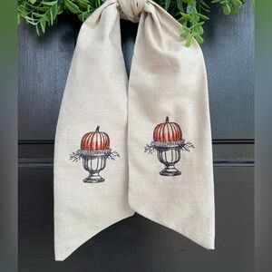 Pumpkin urn fall wreath sash for front door